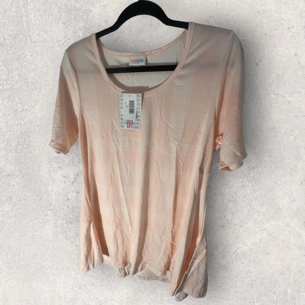 LuLaRoe Perfect T- Medium-Peach And White Print- NWT